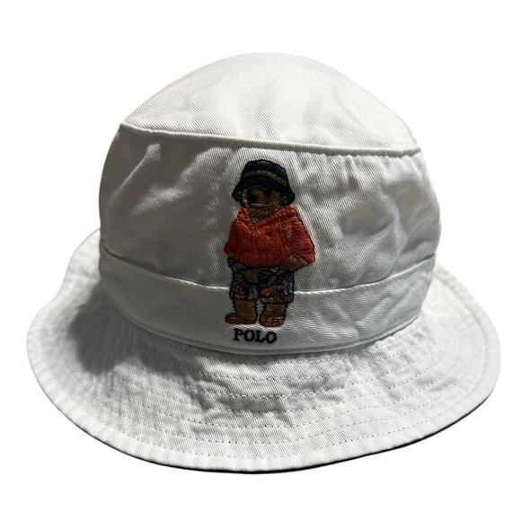 Polo Ralph Lauren Other - Polo Ralph Lauren Bear Twill Bucket Hat Size Small Medium White Summer Rare
